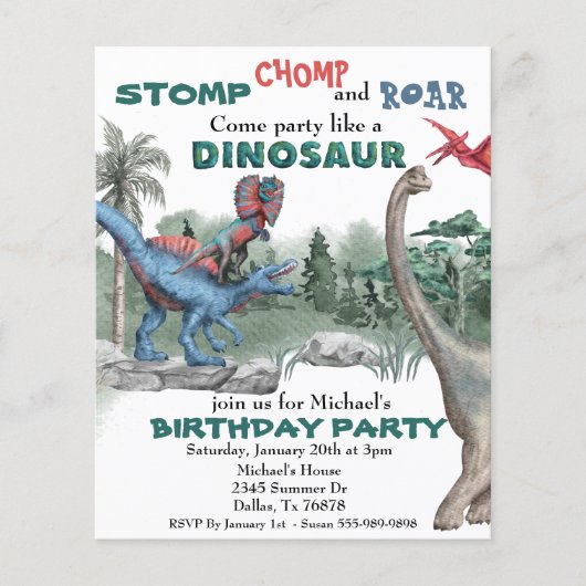 Party wie ein Dinosaurier zum Geburtstag (Vorderseite)