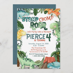 Party wie ein Dinosaurier zum Geburtstag Einladung