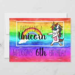 Party wie ein Einhorn farbenfrohe Einladung zum Ge