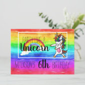 Party wie ein Einhorn farbenfrohe Einladung zum Ge (Stehend Vorderseite)