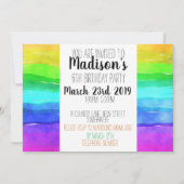 Party wie ein Einhorn farbenfrohe Einladung zum Ge (Rückseite)