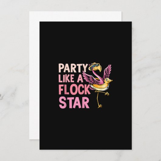 Party wie ein Flock Star Funny Flamingo Einladung (Vorne/Hinten)