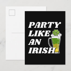 Party wie ein Irin Einladungspostkarte