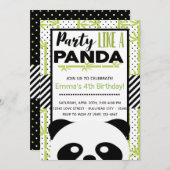 Party wie ein Panda Kindergeburtstag Einladung (Vorne/Hinten)