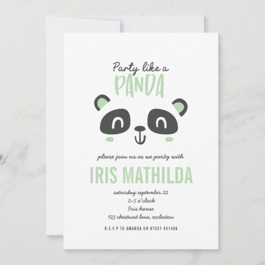 Party wie ein Panda leuchtend bunt Geburtstag (Vorderseite)