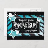 Party wie ein Rockstar - Blau Danke Post Card Postkarte (Vorne/Hinten)