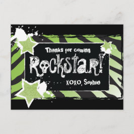 Party wie ein Rockstar - grün Danke, Post Card Postkarte