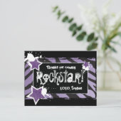 Party wie ein Rockstar - Lila Danke Post Card Postkarte (Stehend Vorderseite)