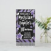 Party wie ein Rockstar - Lila Einladung (Stehend Vorderseite)
