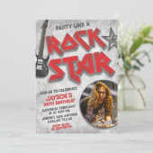 Party wie ein Rockstar mit Bild Einladung (Stehend Vorderseite)