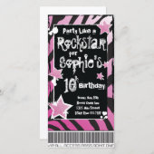 Party wie ein Rockstar - rosa Einladungs-Vorlage (Vorne/Hinten)