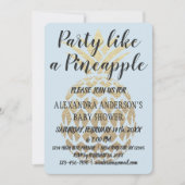 Party wie eine Ananas Blue Baby Dusche Einladung (Vorderseite)