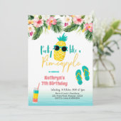 Party wie eine Ananas Geburtstagseinladung Einladung (Stehend Vorderseite)