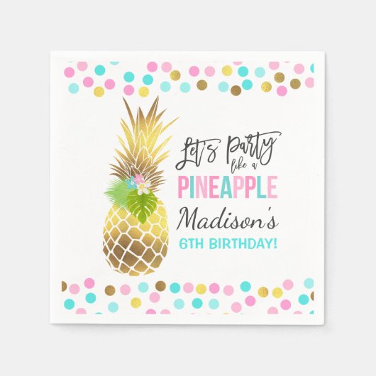 Party wie eine Ananas Geburtstagsparty Napkin Serviette (Vorderseite)