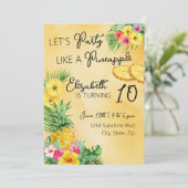 Party wie eine Ananas zum Geburtstag Einladung (Stehend Vorderseite)