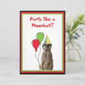 Party wie eine Meekat Einladung! Einladung (Stehend Vorderseite)
