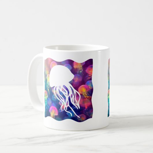 Party wie eine Qualle-Silhouette anpassbar Kaffeetasse (Vorderseite Links)
