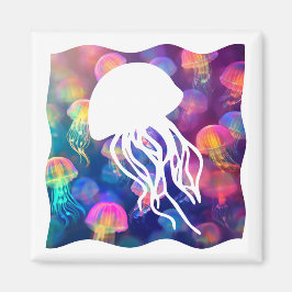 Party wie eine Qualle-Silhouette anpassbar Magnet