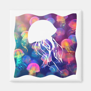 Party wie eine Qualle-Silhouette anpassbar Magnet