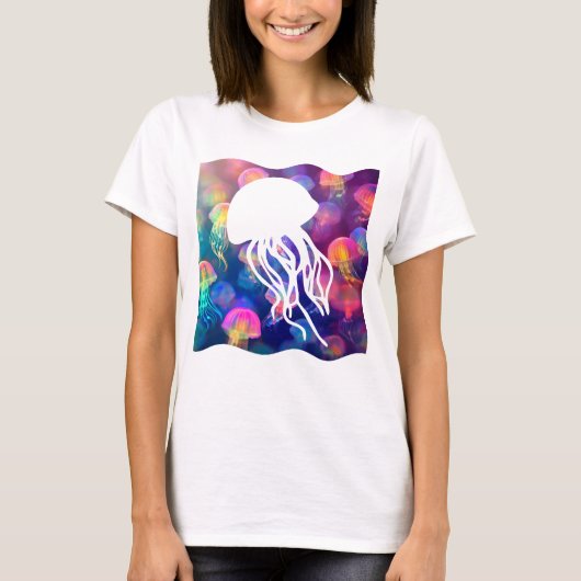 Party wie eine Qualle-Silhouette anpassbar T-Shirt (Vorderseite)