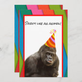 Party wie eine tierische Gorilla mit Hut zum Gebur Einladung (Vorne/Hinten)