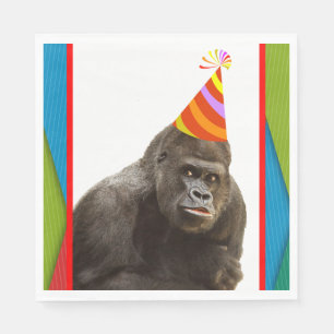 Party wie eine tierische Gorilla mit Hut zum Gebur Serviette