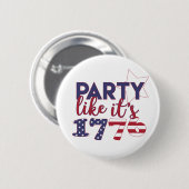 Party wie es ist 1776 - Amerikanische Flag Typogra Button (Vorne & Hinten)