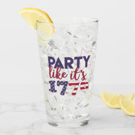 Party wie es ist 1776 - Amerikanische Flag Typogra Glas