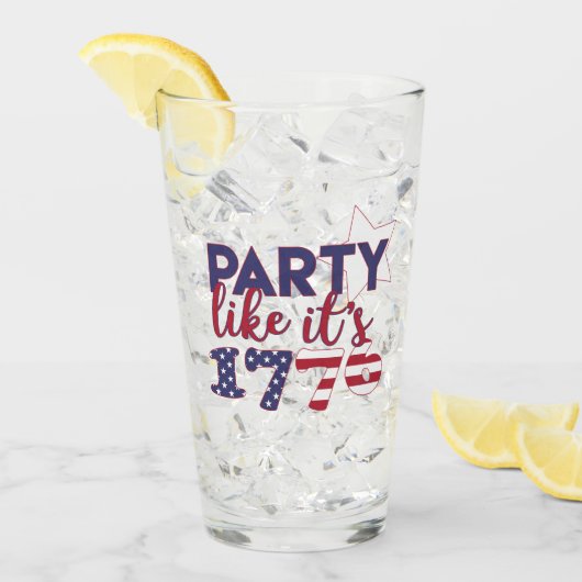 Party wie es ist 1776 - Amerikanische Flag Typogra Glas (Vorderseite Ice)