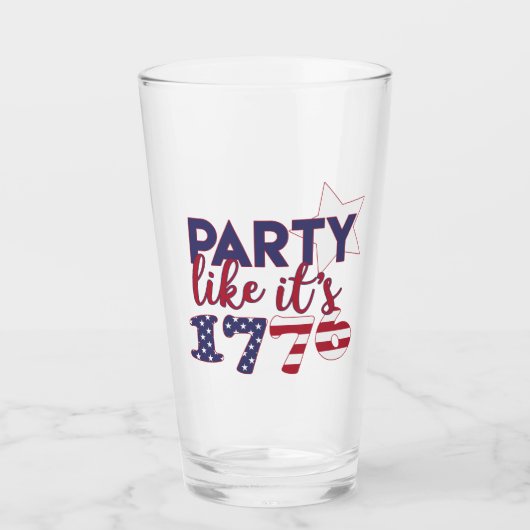 Party wie es ist 1776 - Amerikanische Flag Typogra Glas (Vorderseite)
