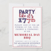 Party wie es ist 1776 - U.S. Flag Memorial Day GRI Einladung (Vorderseite)