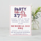 Party wie es ist 1776 - U.S. Flag Memorial Day GRI Einladung (Stehend Vorderseite)