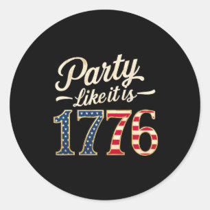 Party wie es ist 1776 US-Flagge Männer Frauen Kind Runder Aufkleber