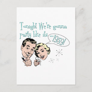 Party wie es ist 1959! einladungspostkarte