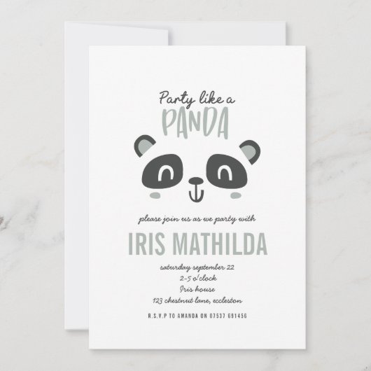 Party wie Panda schwarz + weiß monochrome Geburtst (Vorderseite)