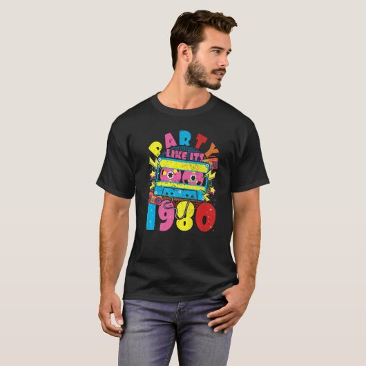 Party wie seine 1980 80er 90er Jahre Kostüm Retro  T-Shirt (Vorne ganz)