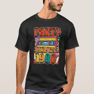 Party wie seine 1980 80er 90er Retro Vintage weiße T-Shirt