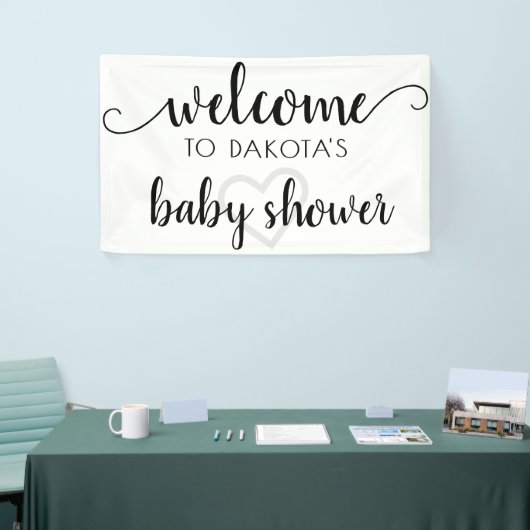 Party Willkommen | Black Script Heart Editable Banner (Messeveranstaltung)