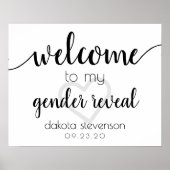 Party Willkommen | Black Script Heart Editable Poster (Vorne)