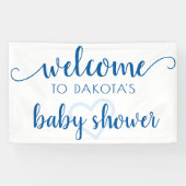 Party Willkommen | French Blue Heart Editable Banner (Horizontal)