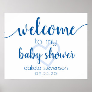 Party Willkommen French Blue Heart Editable Poster