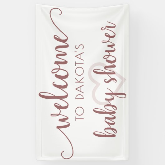 Party Willkommen | Mauve Pink Herz individuell ang Banner (Vertikal)