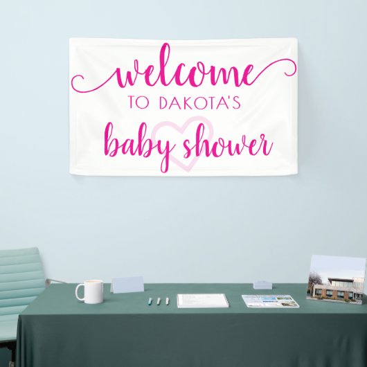 Party Willkommen | Warmes rosa Herz individuell an Banner (Messeveranstaltung)