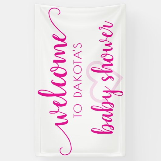 Party Willkommen | Warmes rosa Herz individuell an Banner (Vertikal)