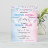 Party "Windeln Stash Gender Reveal Diaper Einladung (Stehend Vorderseite)