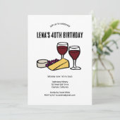 Party Wine & Cheese Degustation Birthday Kraft CUS Einladung (Stehend Vorderseite)