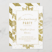 Party | Winter Glitzer Gold & White Einladung (Vorne/Hinten)