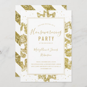 Party Winter Glitzer Gold & White Einladung