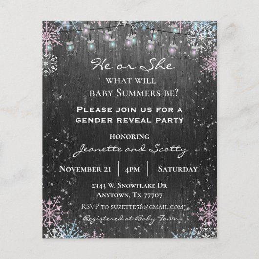 Party Winter Snowflake Wood Lights I Flyer (Vorne)