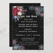 Party Winterschneeflocke Poinsettia Einladung (Vorne/Hinten)